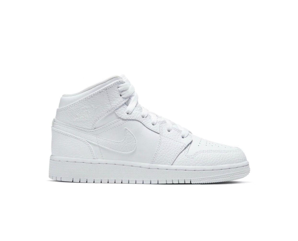 AIR JORDAN 1 MID TRIPLE WHITE GS - Nikefreakz